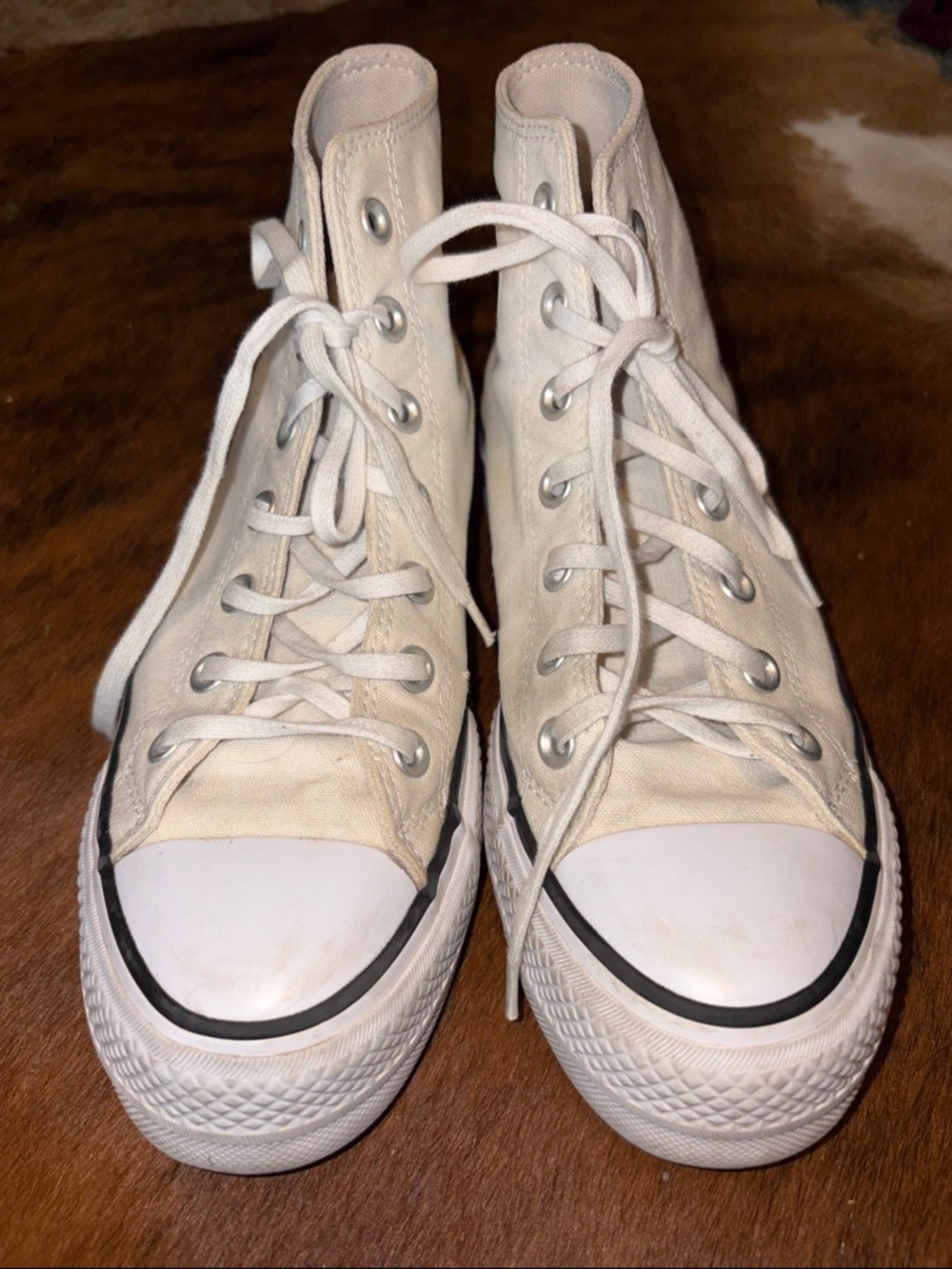 Converse High Top Platforms in Off-White/Cream